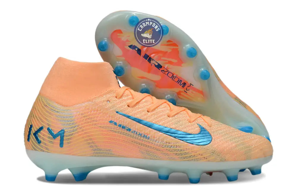Image of Air Zoom Mercurial Superfly 10 AG Kylian Mbappe - Orange/Bleu turquoise