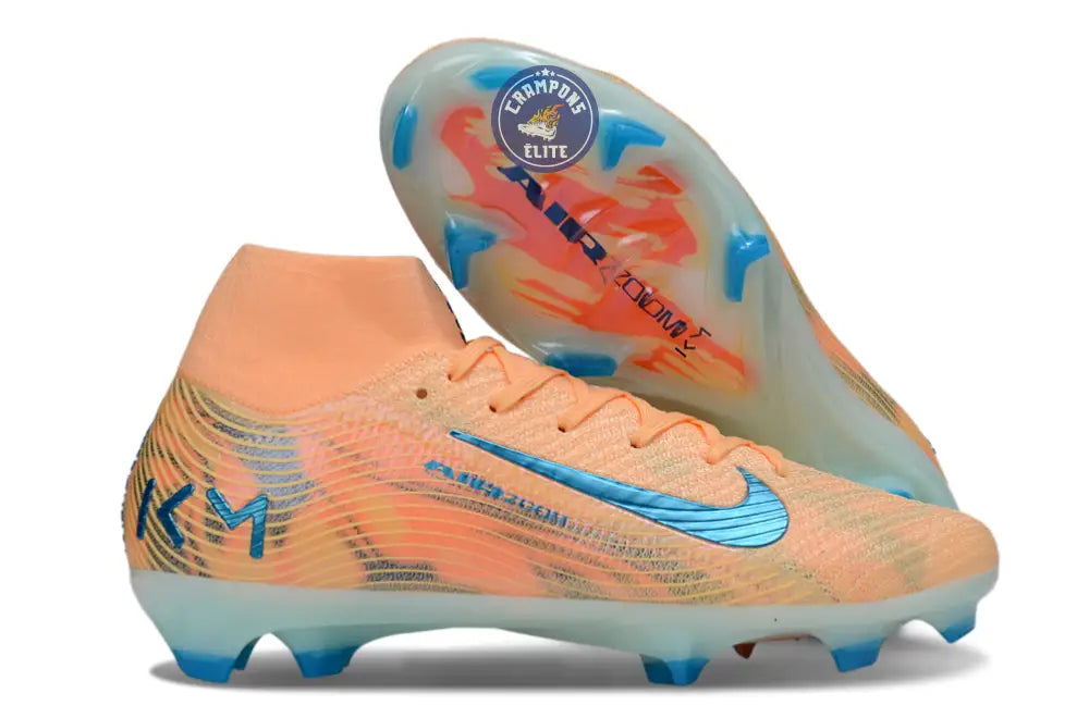 Image of Air Zoom Mercurial Superfly 10 FG Kylian Mbappe - Orange/Bleu turquoise