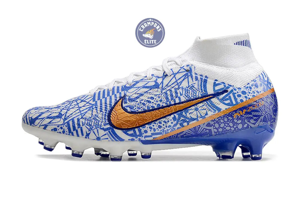 Image of Air Zoom Mercurial Superfly 9 AG CR7 Personal Edition - Blanc/Cuivré/Bleu