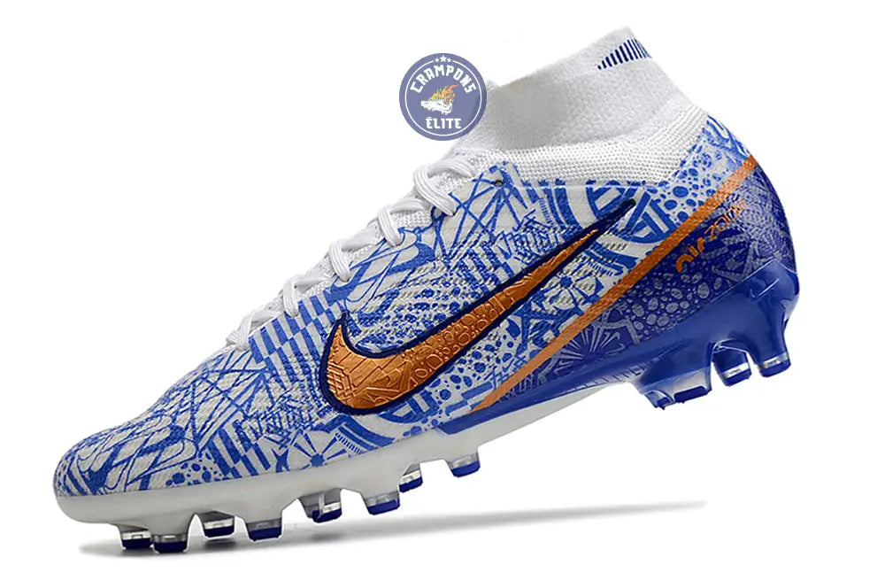 Air Zoom Mercurial Superfly 9 AG CR7 Personal Edition - Blanc/Cuivré/Bleu