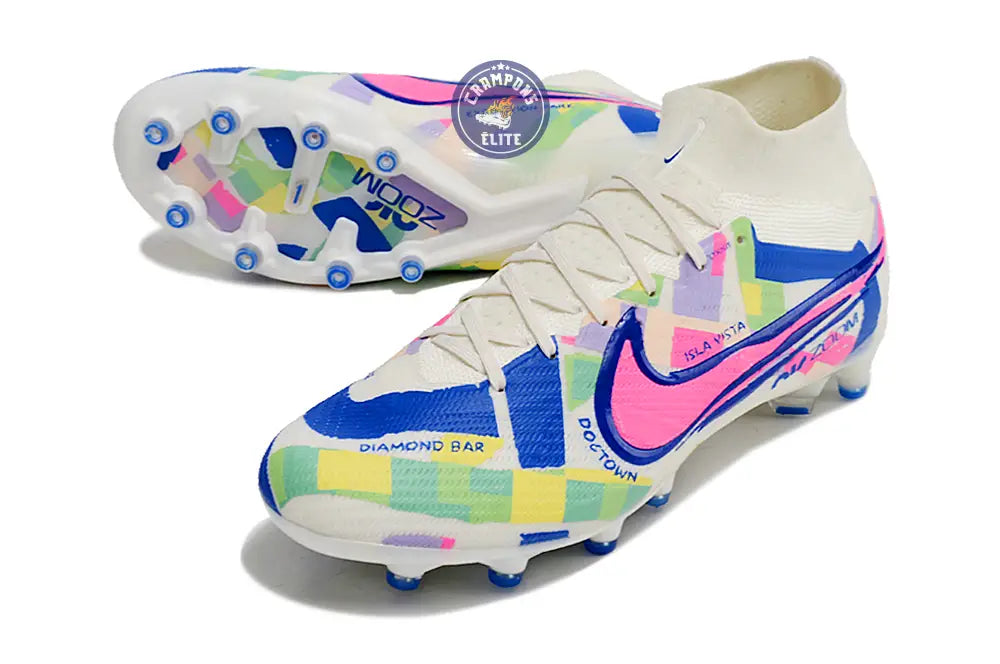 Image of Air Zoom Mercurial Superfly 9 AG SoCal Pack - Blanc/Bleu/Rose/Jaune/Vert