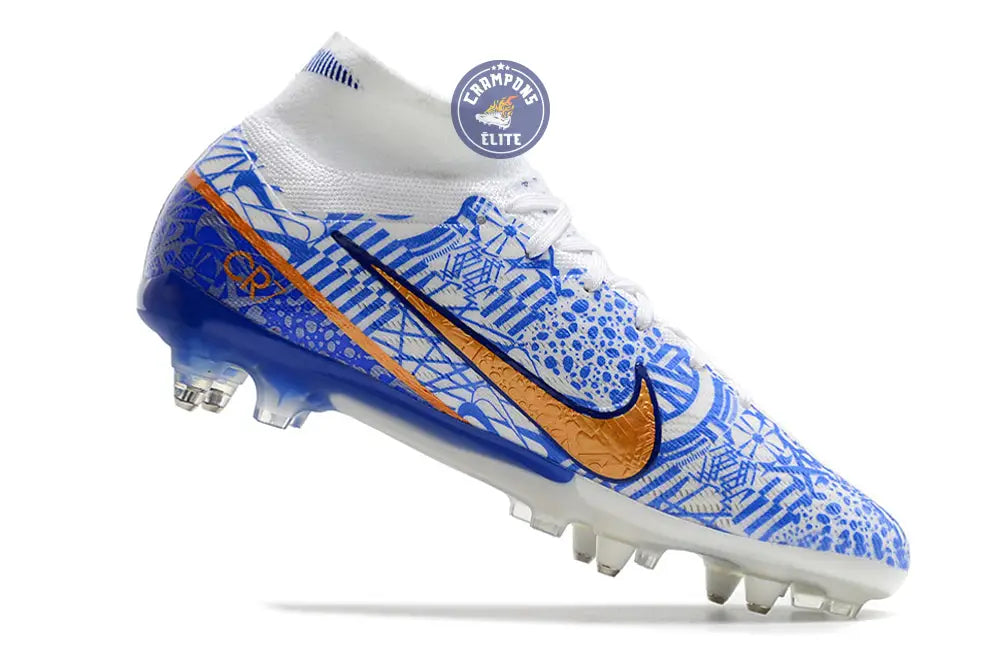 Air Zoom Mercurial Superfly 9 Anticlog SG CR7 Personal Edition - Blanc/Cuivré/Bleu