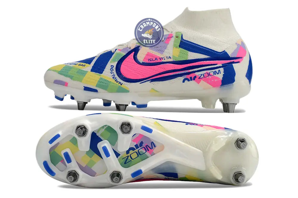 Image of Air Zoom Mercurial Superfly 9 SG - Blanc/Vert/Bleu/Jaune/Rose