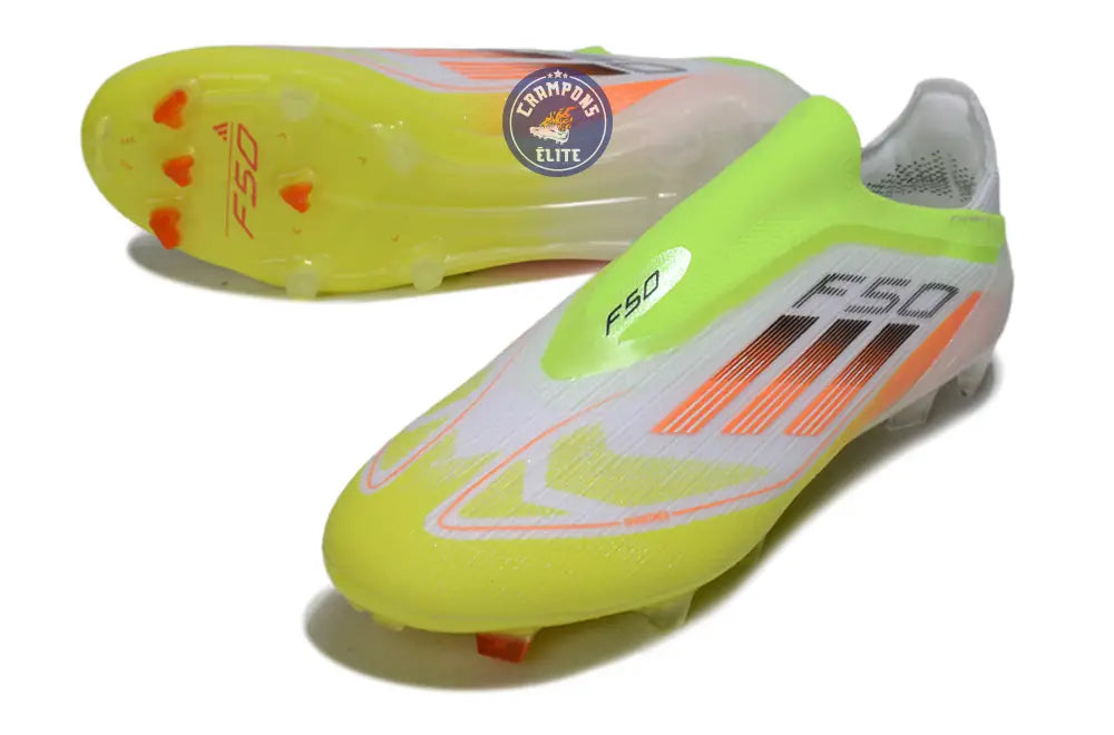 Image of F50 Elite Laceless FG - Blanc/Orange/Vert/Jaune