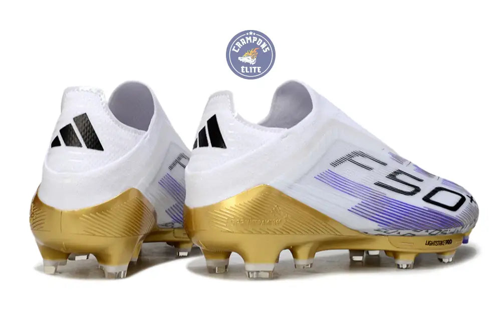 F50 + Elite Laceless FG - Blanc/Violet/Doré