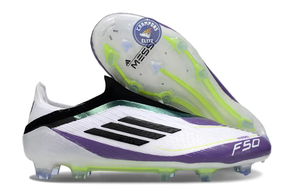 F50 Elite Laceless FG - Blanc/Violet/Vert