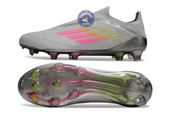 Image of F50 Elite Laceless FG Gris/Rose/Jaune