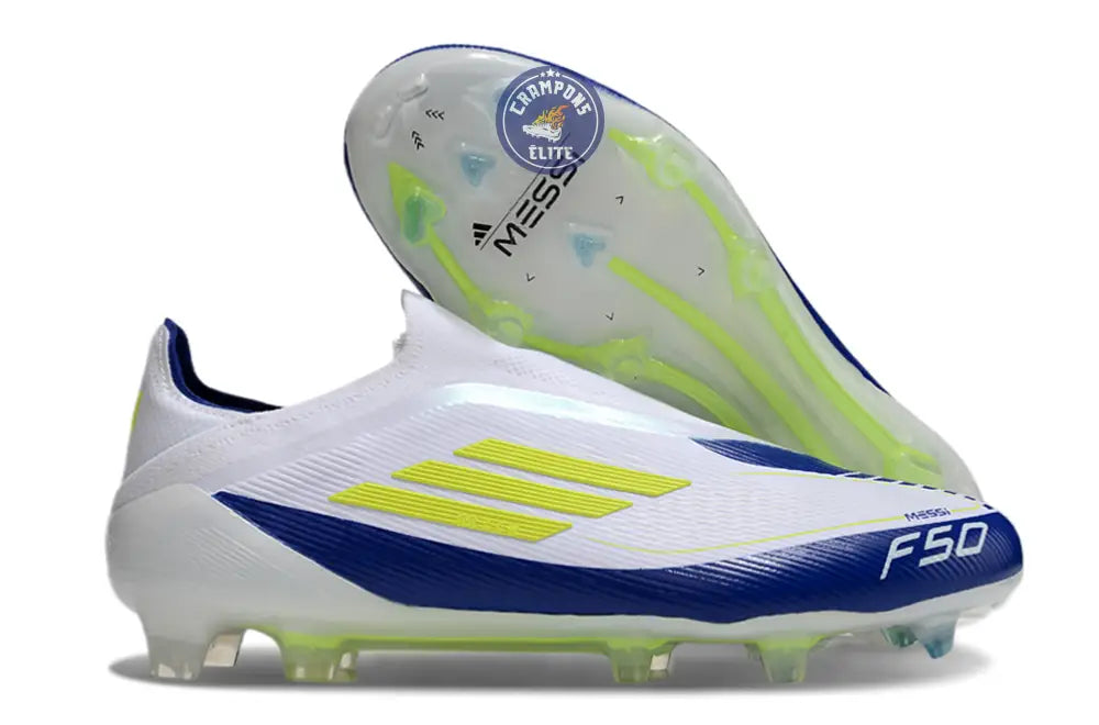 Image of F50 Elite Laceless FG Messi - Blanc/Jaune/Violet