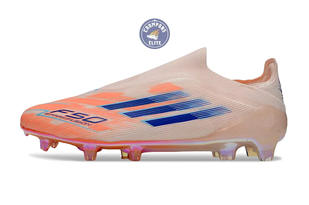 F50 Elite Laceless FG - Beige/Orange/Bleu
