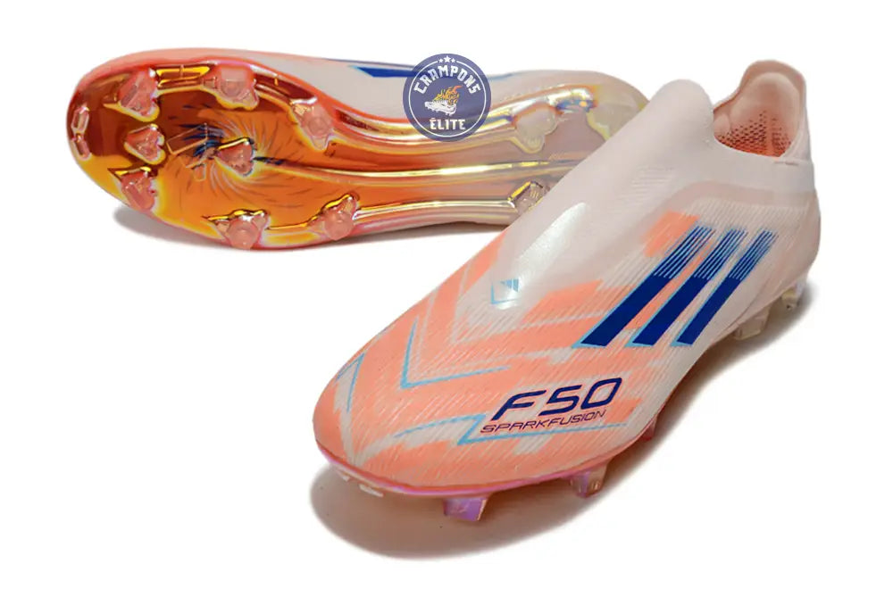 F50 Elite Laceless FG - Beige/Orange/Bleu