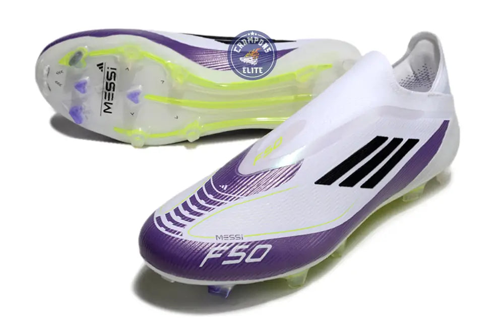 F50 Elite Laceless FG Triunfo Estelar - Blanc/Noir/Violet