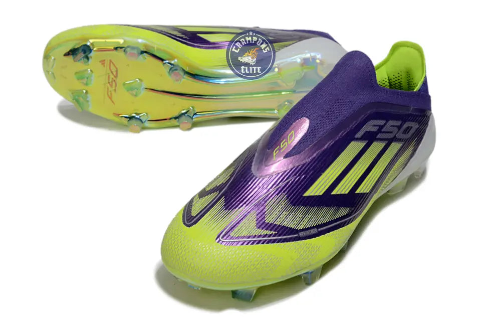 Image of F50 Elite Laceless FG - Violet/Jaune Fluo/Gris