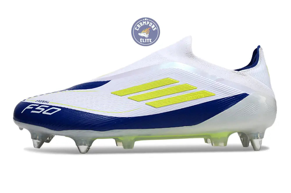 F50 Elite Laceless SG - Blanc/Bleu/Jaune Fluo
