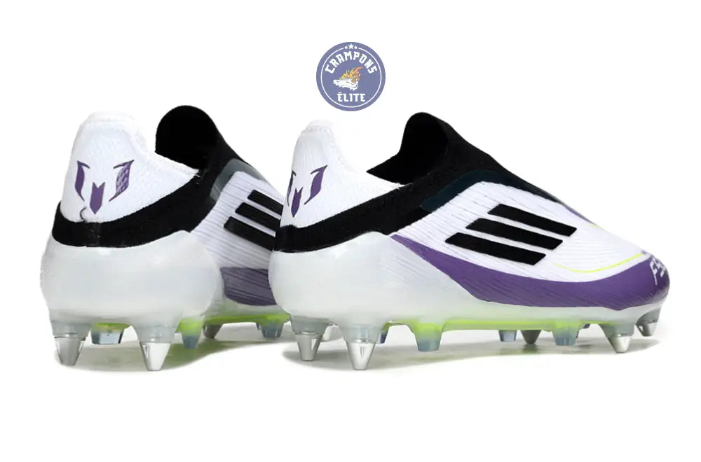 F50 Elite Laceless SG - Blanc/Noir/Violet/Jaune Fluo