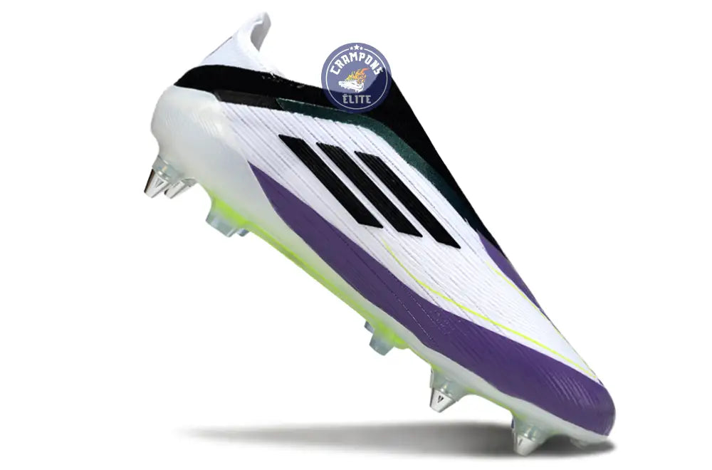 Image of F50 Elite Laceless SG - Blanc/Noir/Violet/Jaune Fluo