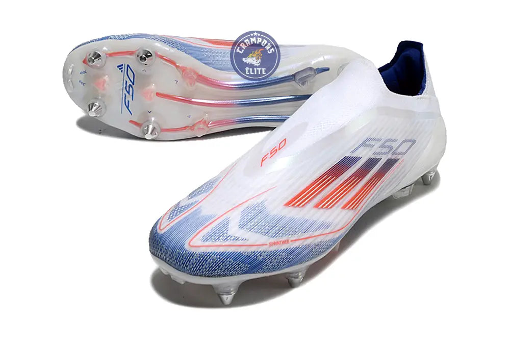 F50 Elite Laceless SG - Blanc/Rouge/Bleu