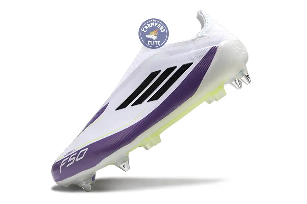 F50 Elite Laceless SG - Blanc/Violet/Noir/Jaune Fluo