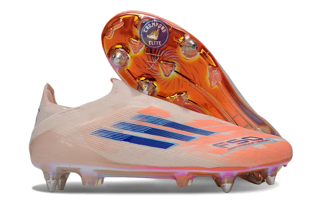 F50 Elite Laceless SG - Beige/Orange/Bleu