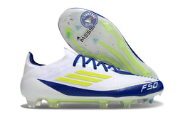 Image of F50 Elite Lacets FG - Blanc/Bleu/Jaune Fluo