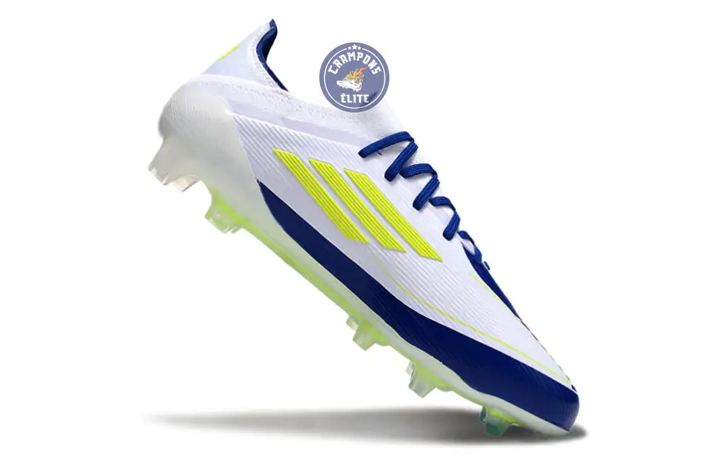F50 Elite Lacets FG - Blanc/Bleu/Jaune Fluo