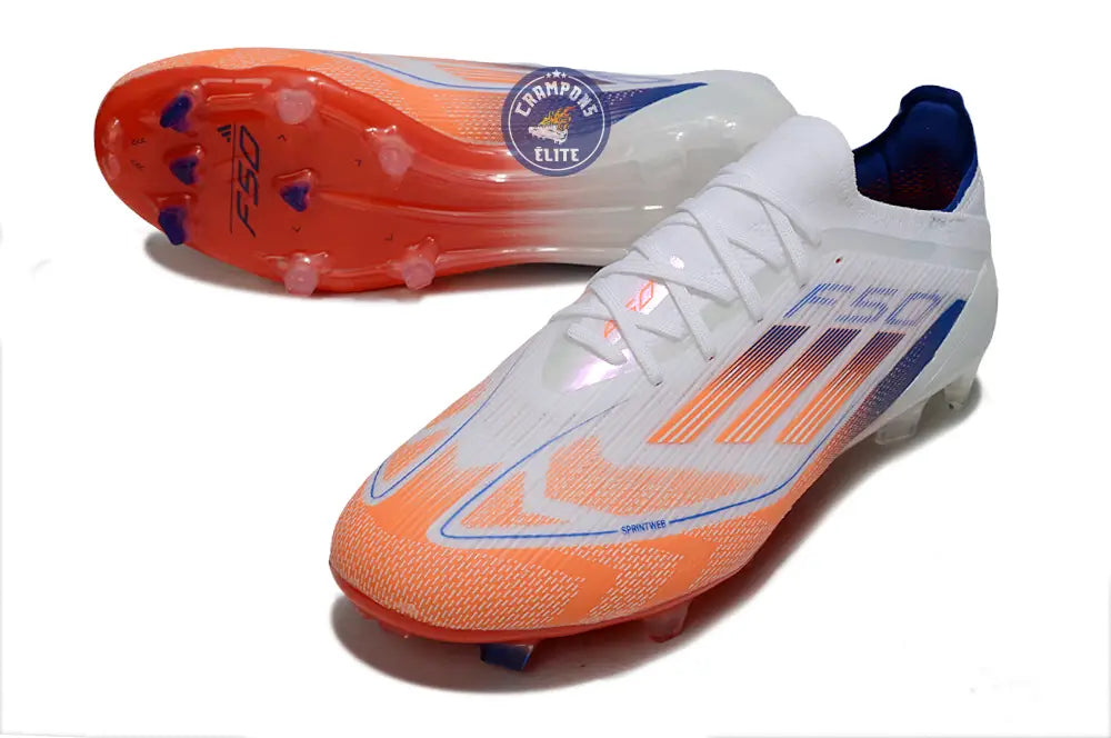 F50 Elite Lacets FG - Blanc/Orange/Bleu