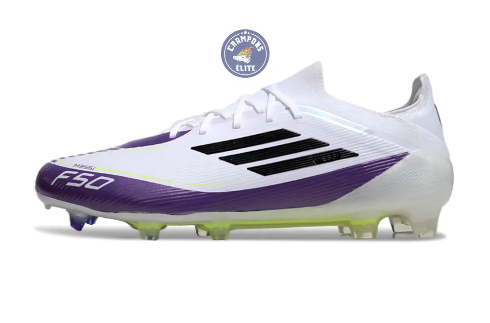 Image of F50 Elite Lacets FG - Blanc/Violet/Jaune Fluo/Noir