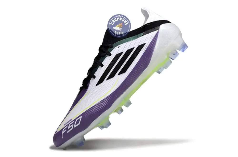 Image of F50 Elite Lacets FG - Blanc/Violet/Noir/Jaune Fluo