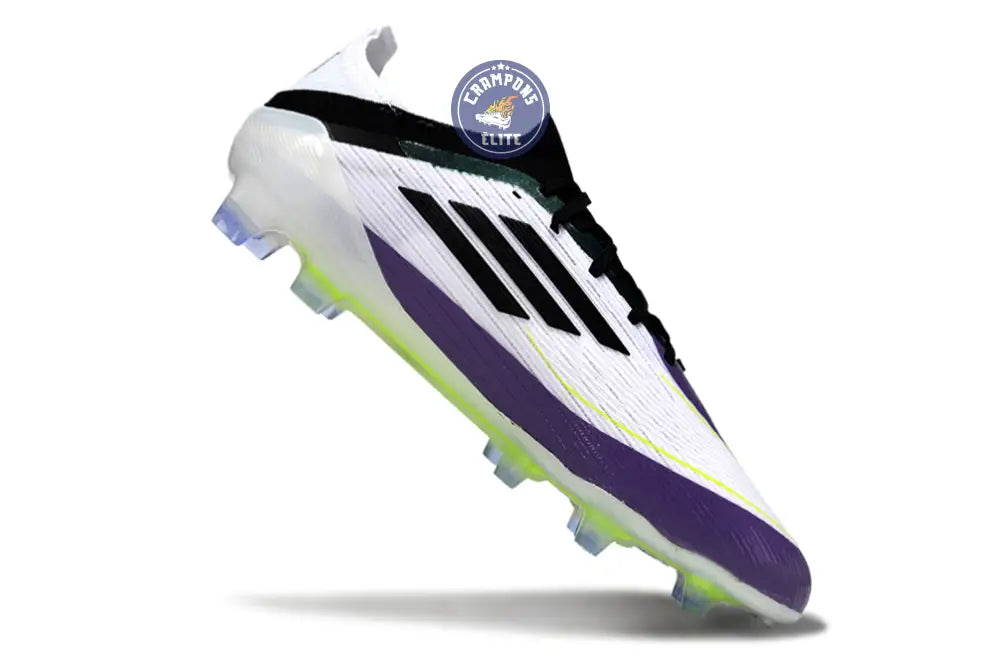 F50 Elite Lacets FG - Blanc/Violet/Noir/Jaune Fluo