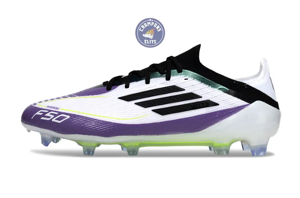 F50 Elite Lacets FG - Blanc/Violet/Noir/Jaune Fluo