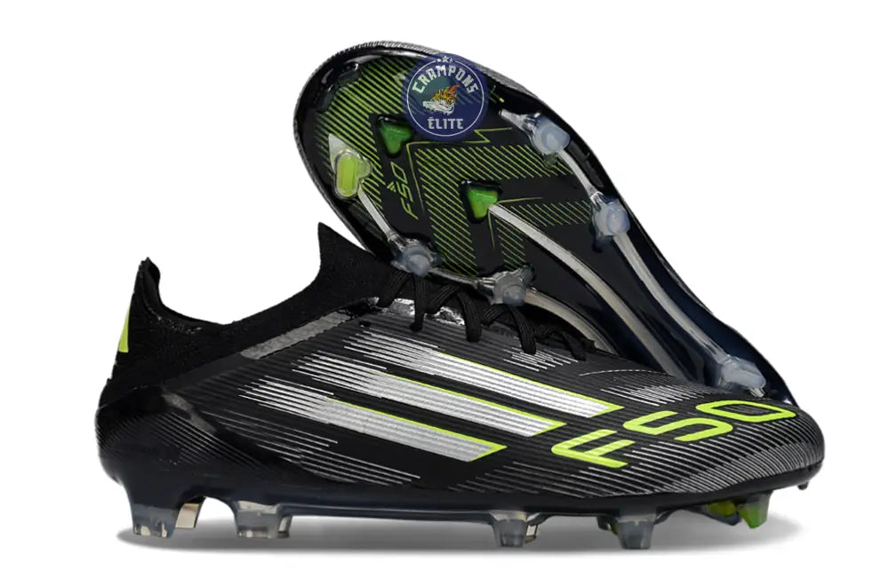F50 Elite Lacets FG - Noir/Argenté/Jaune Fuo