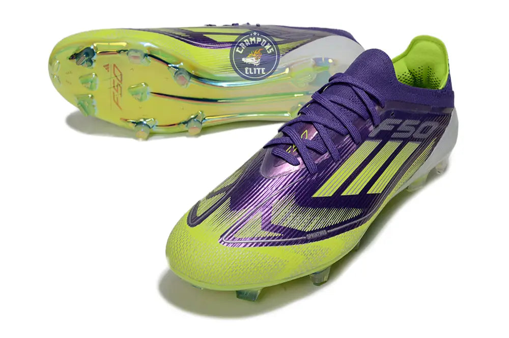 Image of F50 Elite Lacets FG - Violet/Jaune Fluo/Blanc