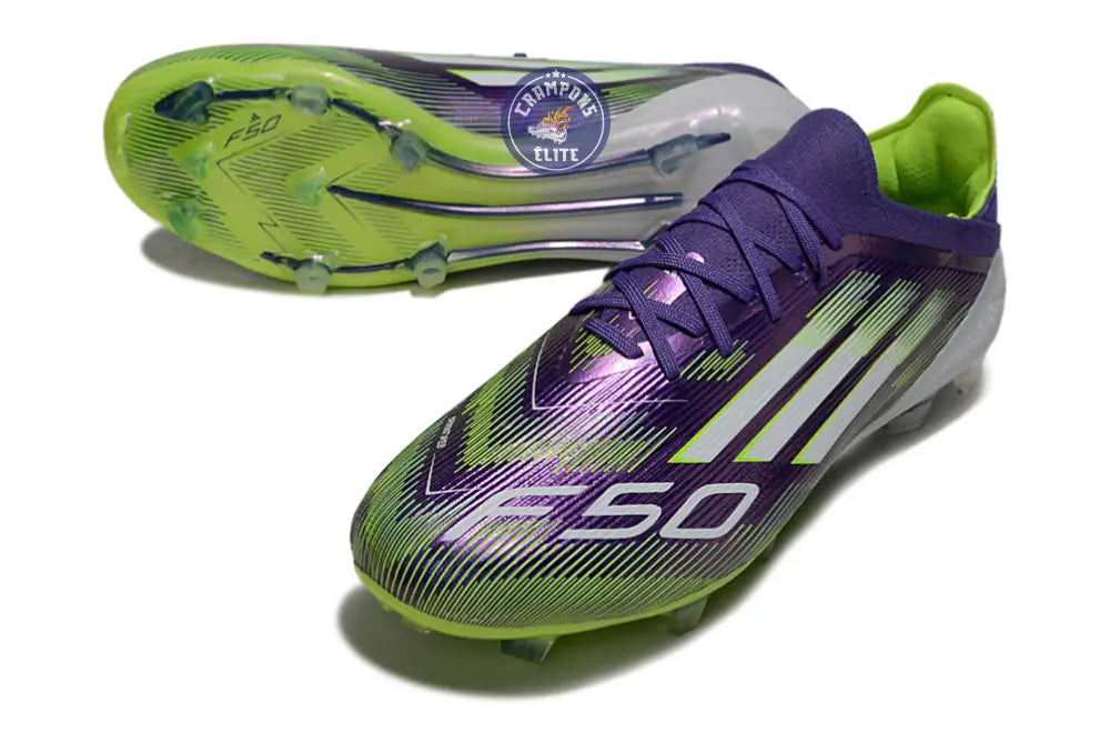 Image of F50 Elite Lacets FG - Violet/Vert Fluo/Gris