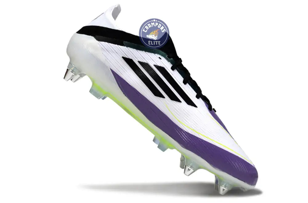 F50 Elite Lacets SG - Blanc/Violet/Jaune Fluo/Noir