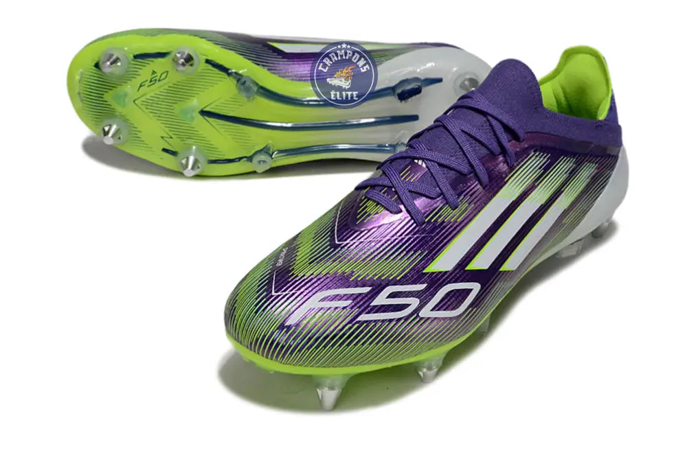 Image of F50 Elite Lacets SG - Violet/Jaune Fluo/Blanc