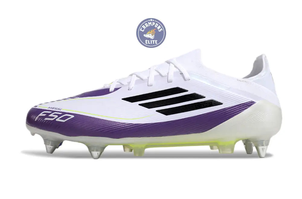 F50 Elite SG Soft Ground - Blanc/Noir/Violet