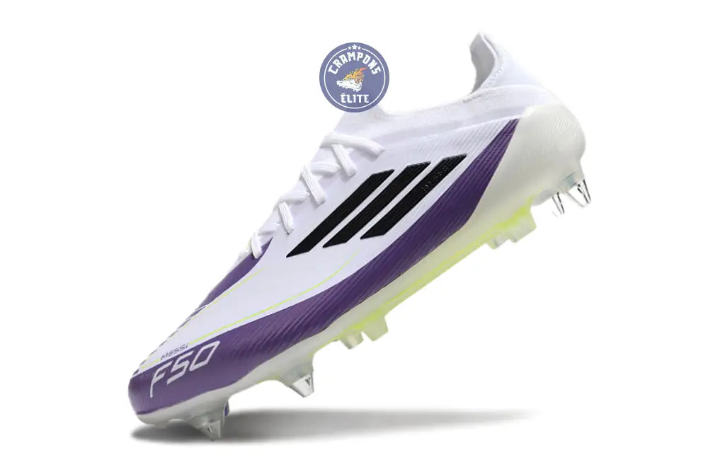 F50 Elite SG Soft Ground - Blanc/Noir/Violet