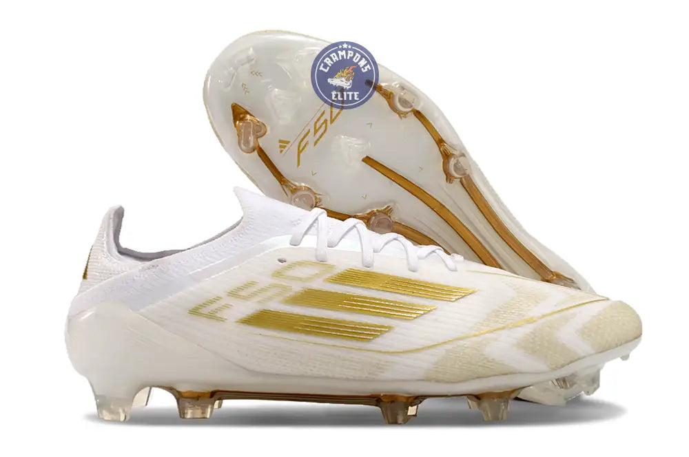 F50 Elitee Lacets FG - Blanc/Doré
