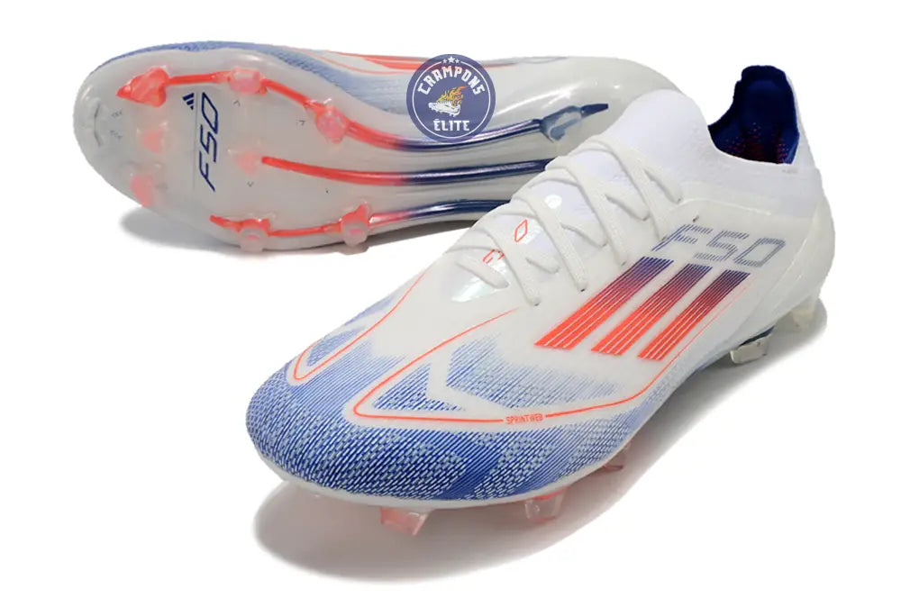 F50 Elitee Lacets FG - Blanc/Orange/Bleu