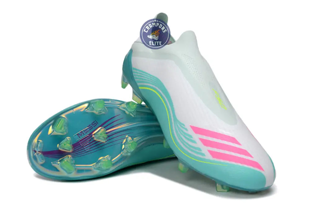 Image of F50 Laceless FG Messi - Turquoise/Blanc/Rose