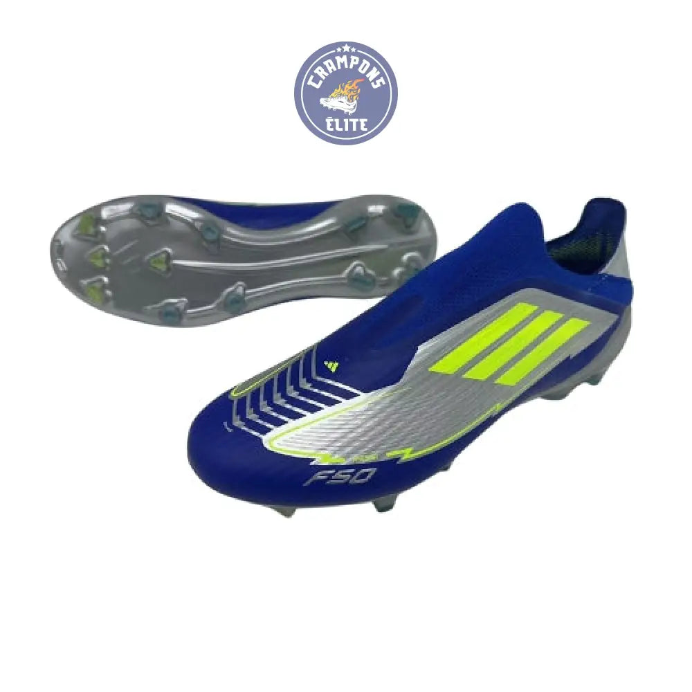 F50 Laceless MESSI Elite FG LA VIDA RAPIDA - ARGENTÉ/JAUNE/BLEU