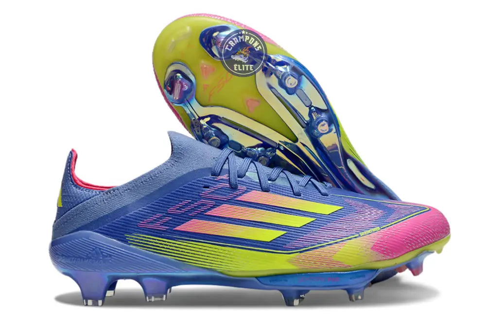 F50 + Lacets FG Celestial Victory - Blue Fusion/Vert/Rose