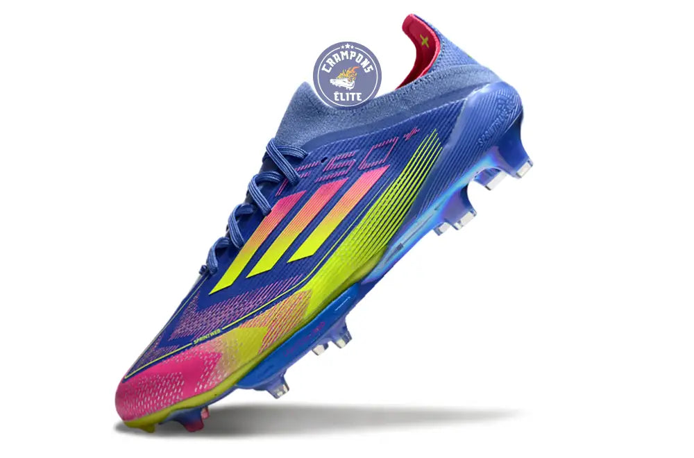 F50 + Lacets FG Celestial Victory - Blue Fusion/Vert/Rose