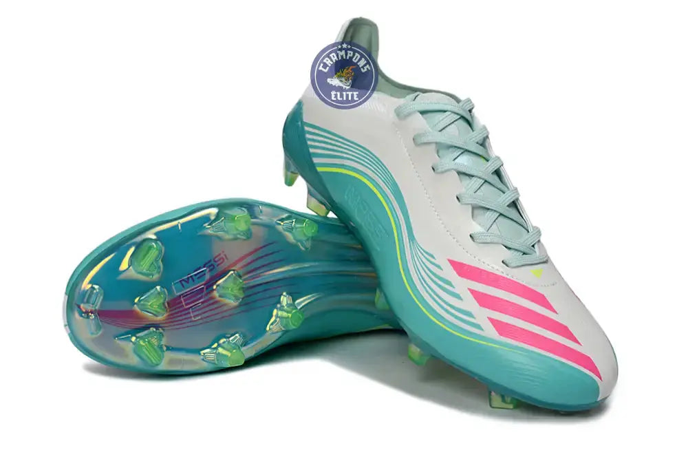 F50 Lacets FG Messi - Turquoise/Blanc/Rose