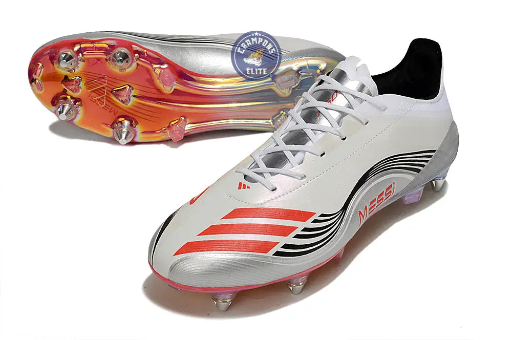 F50 Languette SG Messi Elite FG Prestig10 - Blanc/Lucid Red/Argenté