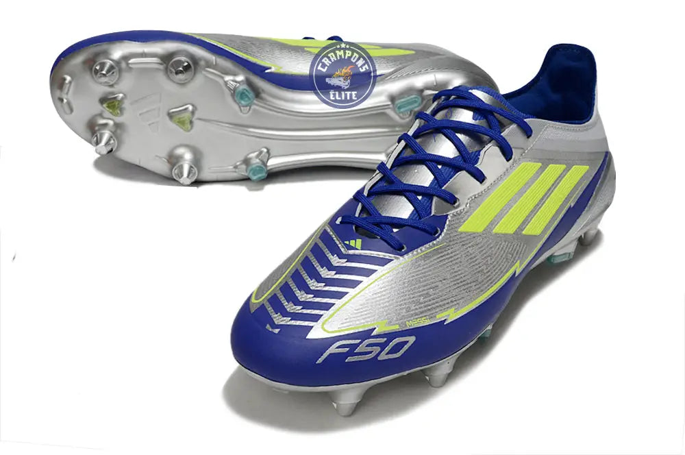 Image of F50 Languette SG Messi Pro FG La Vida Rapida - Argenté/Jaune/Bleu