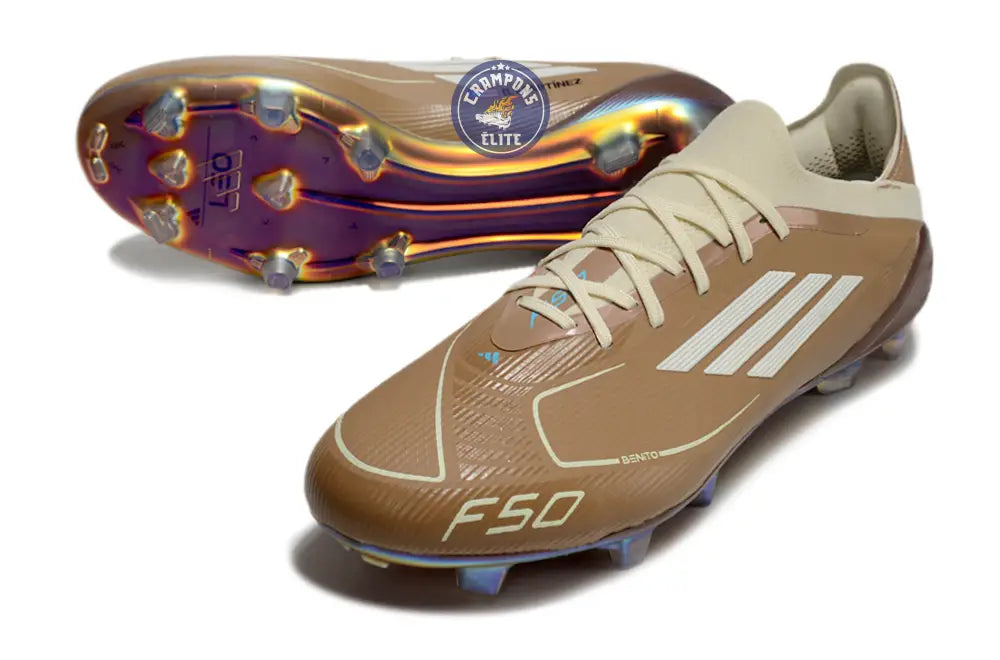 Image of F50 Messi X Bad Bunny Elite Lacets FG - Cardboard/Blanc/Turquoise ÉDITION LIMITÉE