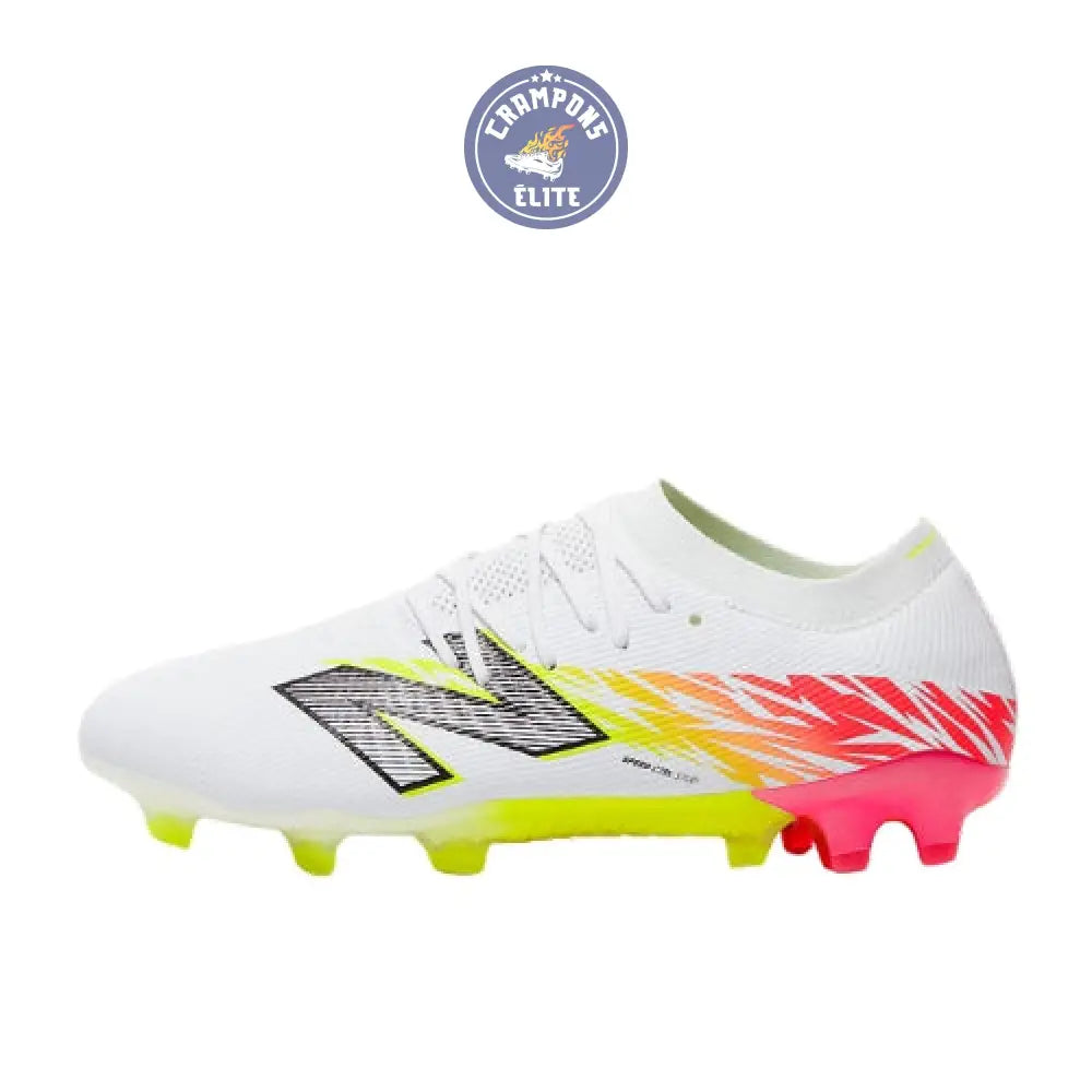 New Balance FURON ELITE V8 FG - Blanc/Rouge Energie/Jaune Hi-Lite