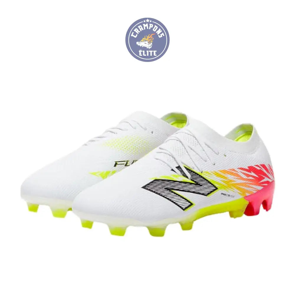 New Balance FURON ELITE V8 FG - Blanc/Rouge Energie/Jaune Hi-Lite