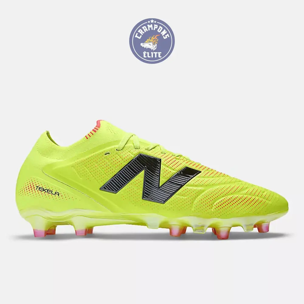 Image of NEW BALANCE TEKELA V5 ELITE LOW CUT FG FIRST EDITION - HI-LITE/NOIR/ROSE