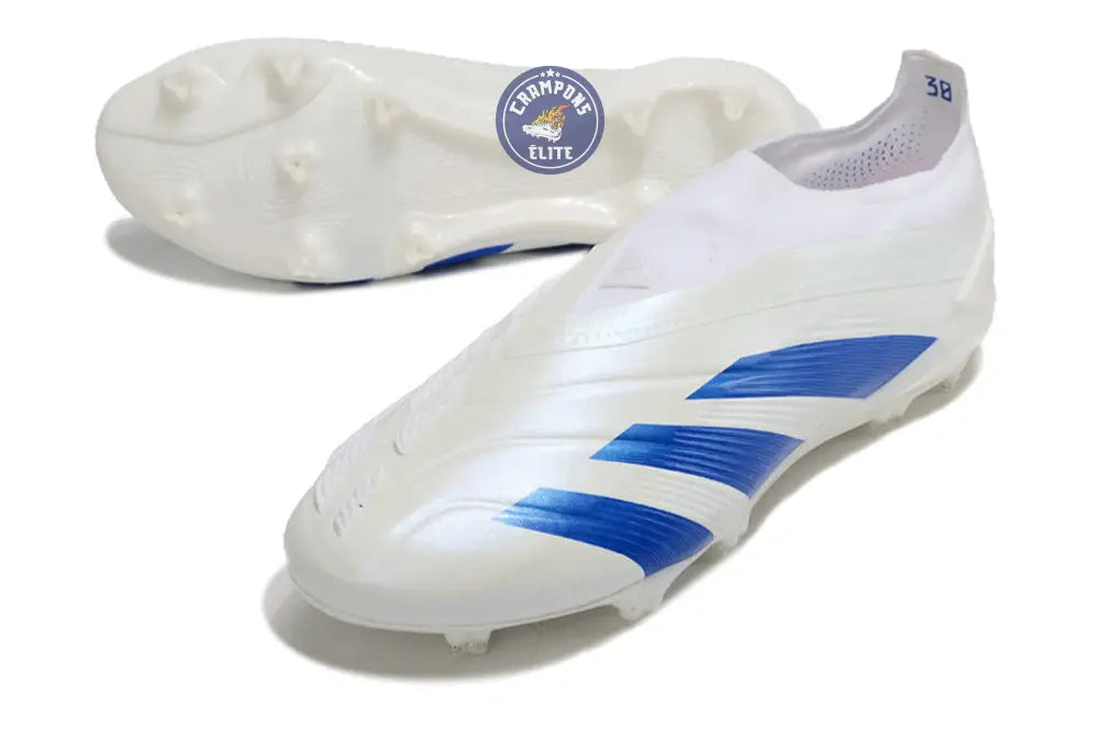 Image of Predator 24 Elite Laceless FG Predstrike - Blanc/Bleu